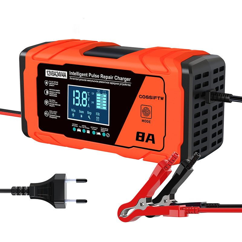 12V 24V 8A汽車卡車摩托車電池充電器，適用于12V 24V 2Ah-120Ah鉛酸電池